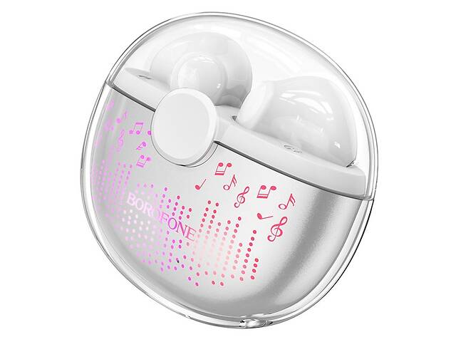 Бездротові навушники Borofone BW15 Bluetooth V5.3 30/250mAh RGB підсвічування 4h Type C White