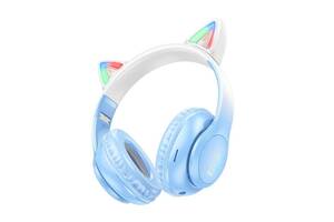 Беспроводные наушники с ушками Bluetooth HOCO Cat ears W42 Blue N