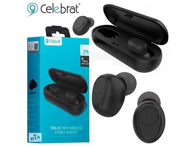 Bluetooth наушники с микрофоном Celebrat TWS-W5 черные