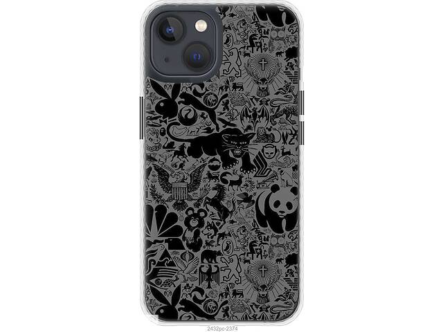 Чехол чехол bumper magsafe Endorphone iPhone 13 Чёрно-серый стикер бомбинг (2432pm-2374-26985)
