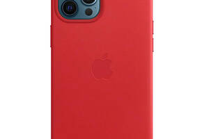 Чехол Epik Leather Case AAA with MagSafe для Apple iPhone 12 Pro / 12 Кожаный Red