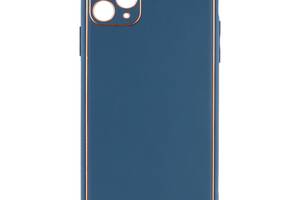 Чехол Leather Case Gold with Frame для Apple iPhone 11 Pro Max Navy Blue