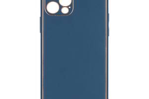 Чехол Leather Case Gold with Frame для Apple iPhone 12 6,1 дюйма Navy Blue