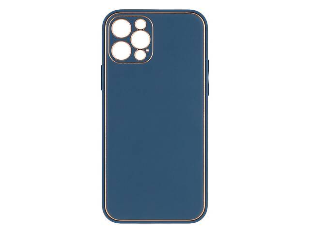 Чехол Leather Case Gold with Frame для Apple iPhone 12 6,1 дюйма Navy Blue