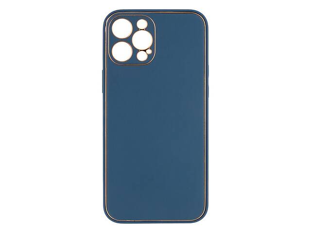 Чехол Leather Case Gold with Frame для Apple iPhone 12 Pro Max Navy Blue