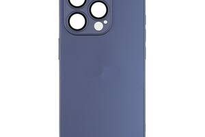 Чехол-накладка стеклянный матовый с защитой камеры Matte AG-Glass iPhone 12 Navy Blue