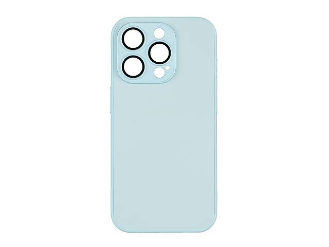 Чехол-накладка стеклянный матовый с защитой камеры Matte AG-Glass iPhone 15 Pro Max Glacial Blue