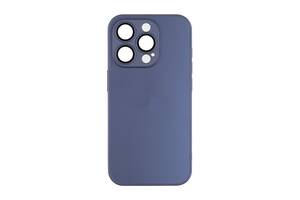 Чехол-накладка стеклянный матовый с защитой камеры Matte AG-Glass iPhone 15 Navy Blue