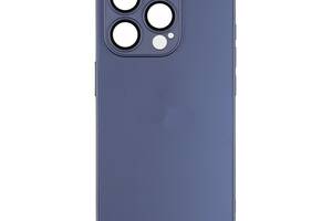 Чехол-накладка стеклянный матовый с защитой камеры Matte AG-Glass iPhone 13 Pro Navy Blue