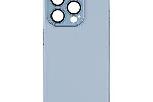 Чехол-накладка стеклянный матовый с защитой камеры Matte AG-Glass iPhone 15 Sierra Blue