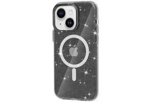 Чехол TPU Epik Galaxy Sparkle MagFit Apple iPhone 13 / 14 6.1' Black+Glitter