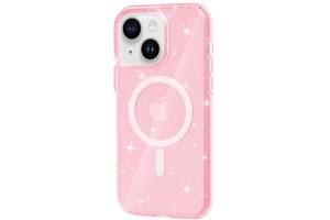 Чехол TPU Epik Galaxy Sparkle MagFit Apple iPhone 13 / 14 6.1' Pink+Glitter