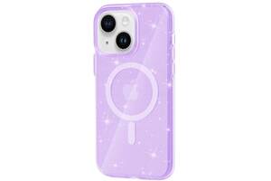 Чехол TPU Epik Galaxy Sparkle MagFit Apple iPhone 13 / 14 6.1' Purple+Glitter