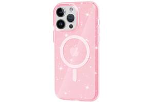Чехол TPU Epik Galaxy Sparkle MagFit Apple iPhone 13 Pro Max 6.7' Pink+Glitter