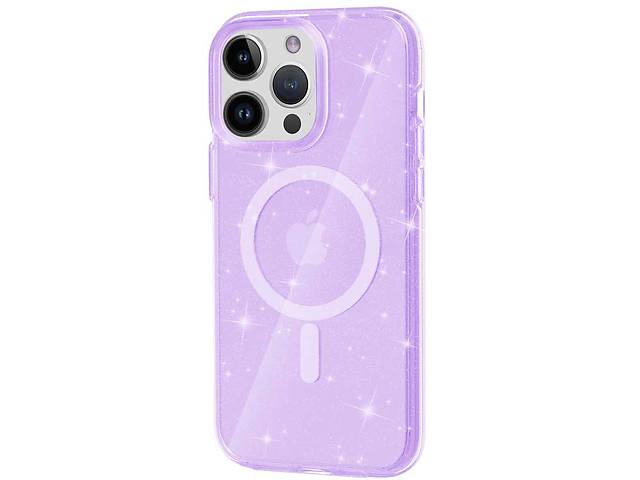 Чехол TPU Epik Galaxy Sparkle MagFit Apple iPhone 13 Pro Max 6.7' Purple+Glitter