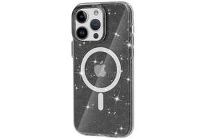 Чехол TPU Epik Galaxy Sparkle MagFit Apple iPhone 14 Pro 6.1' Black+Glitter