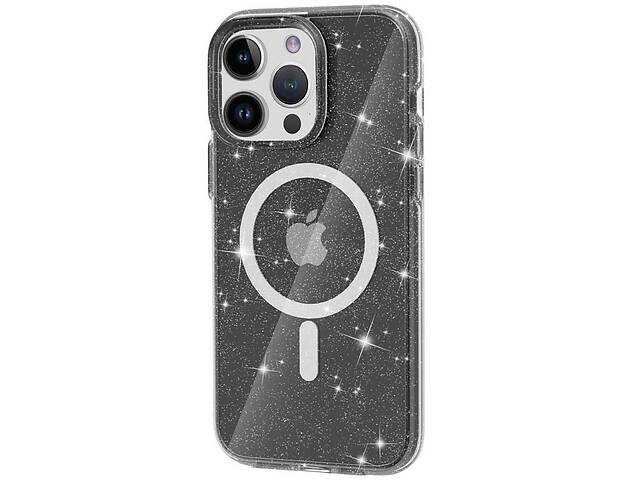 Чехол TPU Epik Galaxy Sparkle MagFit Apple iPhone 14 Pro 6.1' Black+Glitter