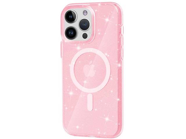 Чехол TPU Epik Galaxy Sparkle MagFit Apple iPhone 14 Pro 6.1' Pink+Glitter