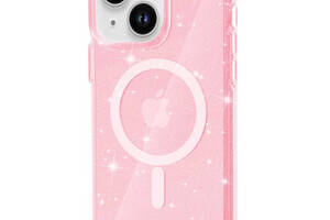 Чехол TPU Epik Galaxy Sparkle MagFit Apple iPhone 15 6.1' Pink+Glitter