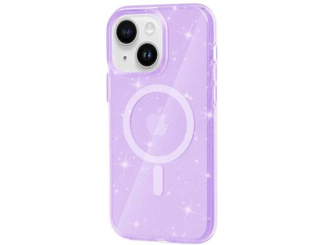 Чехол TPU Epik Galaxy Sparkle MagFit Apple iPhone 15 6.1' Purple+Glitter