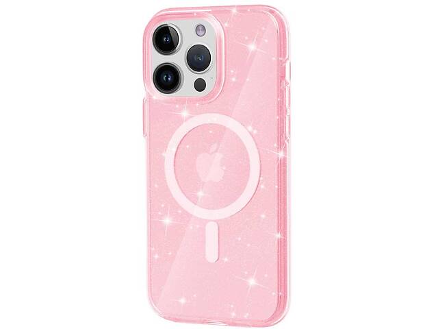 Чехол TPU Epik Galaxy Sparkle MagFit Apple iPhone 15 Pro 6.1' Pink+Glitter