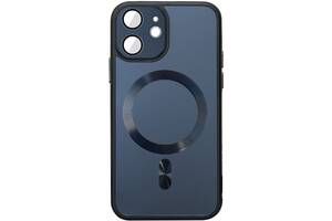 Чехол TPU+Glass Epik Sapphire Midnight with MagSafe Apple iPhone 12 6.1' Черный / Black