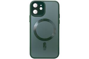 Чехол TPU+Glass Epik Sapphire Midnight with MagSafe Apple iPhone 12 6.1' Зеленый / Forest green