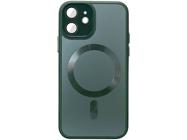 Чехол TPU+Glass Epik Sapphire Midnight with MagSafe Apple iPhone 12 6.1' Зеленый / Forest green