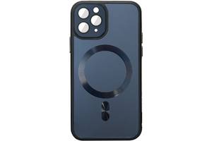 Чехол TPU+Glass Epik Sapphire Midnight with MagSafe Apple iPhone 12 Pro Max 6.7' Черный / Black