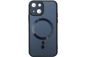 Чехол TPU+Glass Epik Sapphire Midnight with MagSafe Apple iPhone 14 6.1' Черный / Black