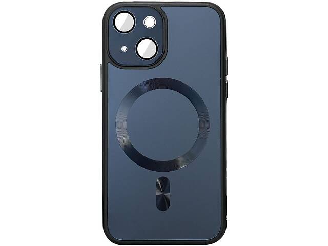 Чехол TPU+Glass Epik Sapphire Midnight with MagSafe Apple iPhone 14 6.1' Черный / Black