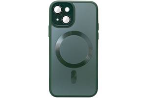 Чехол TPU+Glass Epik Sapphire Midnight with MagSafe Apple iPhone 14 6.1' Зеленый / Forest green