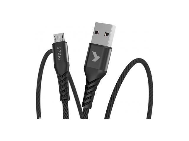 Дата кабель USB 2.0 AM to Micro 5P 1.0m Flex Black Pixus (4897058530896)