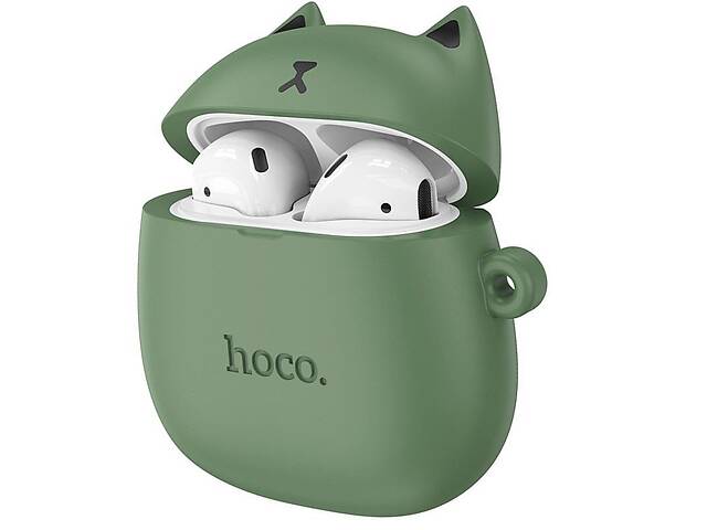 Детские беспроводные наушники Bluetooth HOCO Cat EW45 в кейсе Оlive