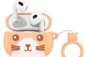 Детские наушники беспроводные Bluetooth HOCO Cat EW46 в кейсе Orange