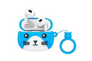 Детские наушники беспроводные Bluetooth HOCO Cat EW46 в кейсе Blue N