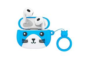 Детские наушники беспроводные Bluetooth HOCO Cat EW46 в кейсе Blue