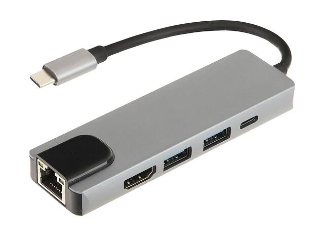 Док-станция RIAS BYL-2007 5в1 USB Type C - PD/USB/HDMI/RJ-45 (3_00418)