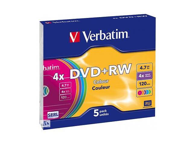 Диск DVD Verbatim 4.7Gb 4x SlimCase 5шт Color (43297)