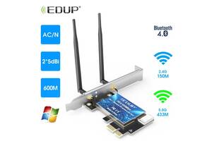 EDUP WiFi-адаптер Беспроводной Bluetooth-адаптер Двухдиапазонный сетевой адаптер AC600 PCI-E #100021-1