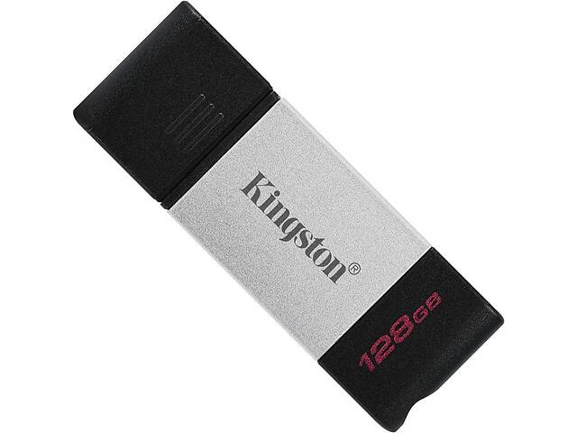 Флеш пам'ять USB 3.2 Flash 128Gb Kingston DT80 Type-C Silver/Black