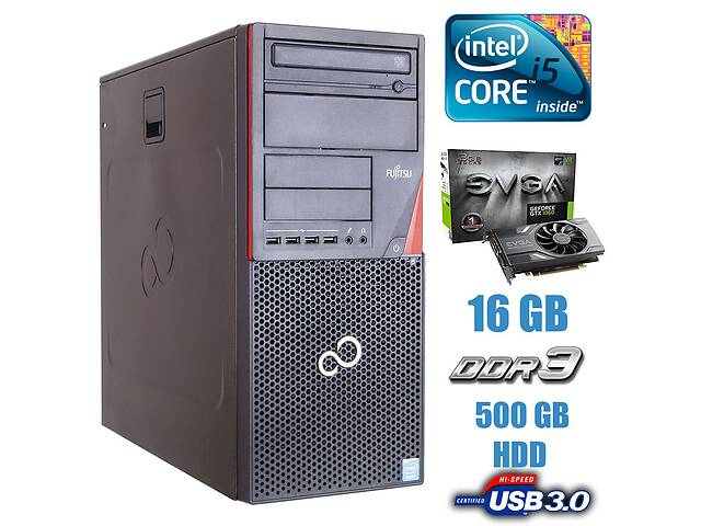 Компьютер Fujitsu Esprimo P720 E90+ Tower / Intel Core i5-4430 (4 ядра по 3.0 - 3.2 GHz) / 16 GB DDR3 / 120 GB SSD +...