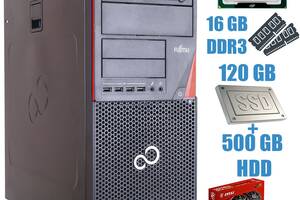 Игровой ПК Fujitsu P420 Tower / Intel Core i7-4770 (4 (8) ядра по 3.4 - 3.9 GHz) / 16 GB DDR3 / 120 GB SSD+500 GB HDD...