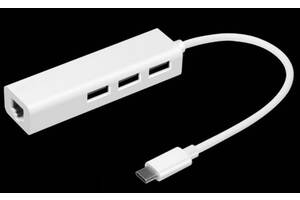 HUB Type-C на 3 USB + RJ45 сетевая карта