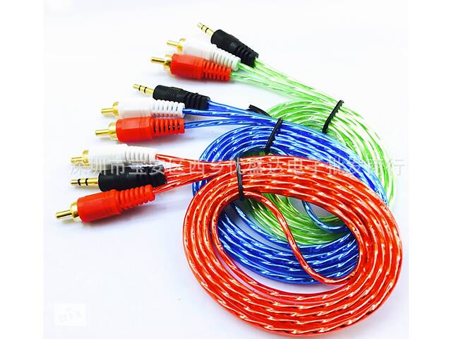 Кабель 3,5mm-2 RCA 1,5 метр в силиконе