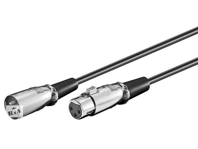 Кабель аудіо-подовжувач Goobay XLR 3p M/F 6.0m Metal корпус D=6.0mm Balanced чорний (75.02.7450)