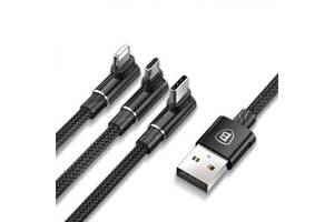 Кабель Baseus CAMLT-WZ MVP 3-in-1 USB to Micro / Lightning / Type-C 3.5A 1.2 m Черный