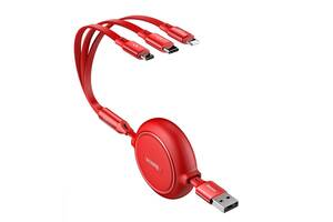 Кабель Baseus Golden Loop 3 в1 USB to Micro / Lightning / Type-C 3.5A 1.2 m CAMLT-JH Красный
