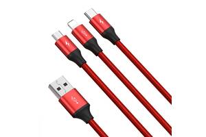 Кабель Baseus Rapid 3-in-1 USB to Micro / Lightning / Type-C 3.5A 1.2 m CAJS0000 Красный