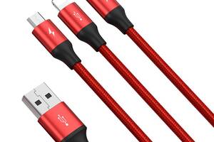 Кабель Baseus Rapid 3-in-1 USB to Micro / Lightning / Type-C 3.5A 1.2 m CAJS0000 Красный